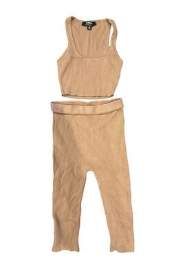 HERA Ribbed Two-Piece Tank & Legging Set in Camel
